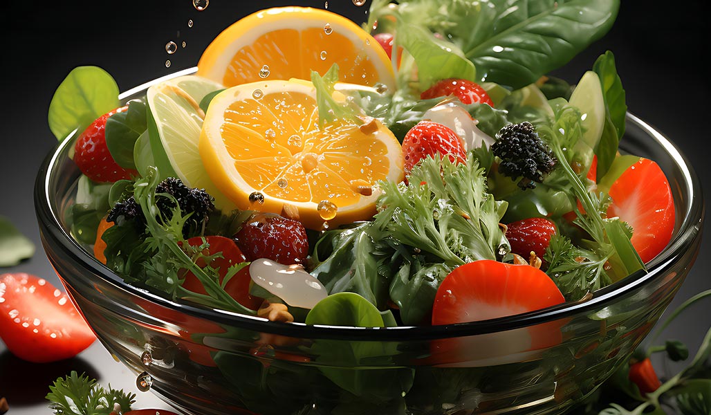 Frischer Erdbeer–Salat mit Tomate, Minze und Basilikum 